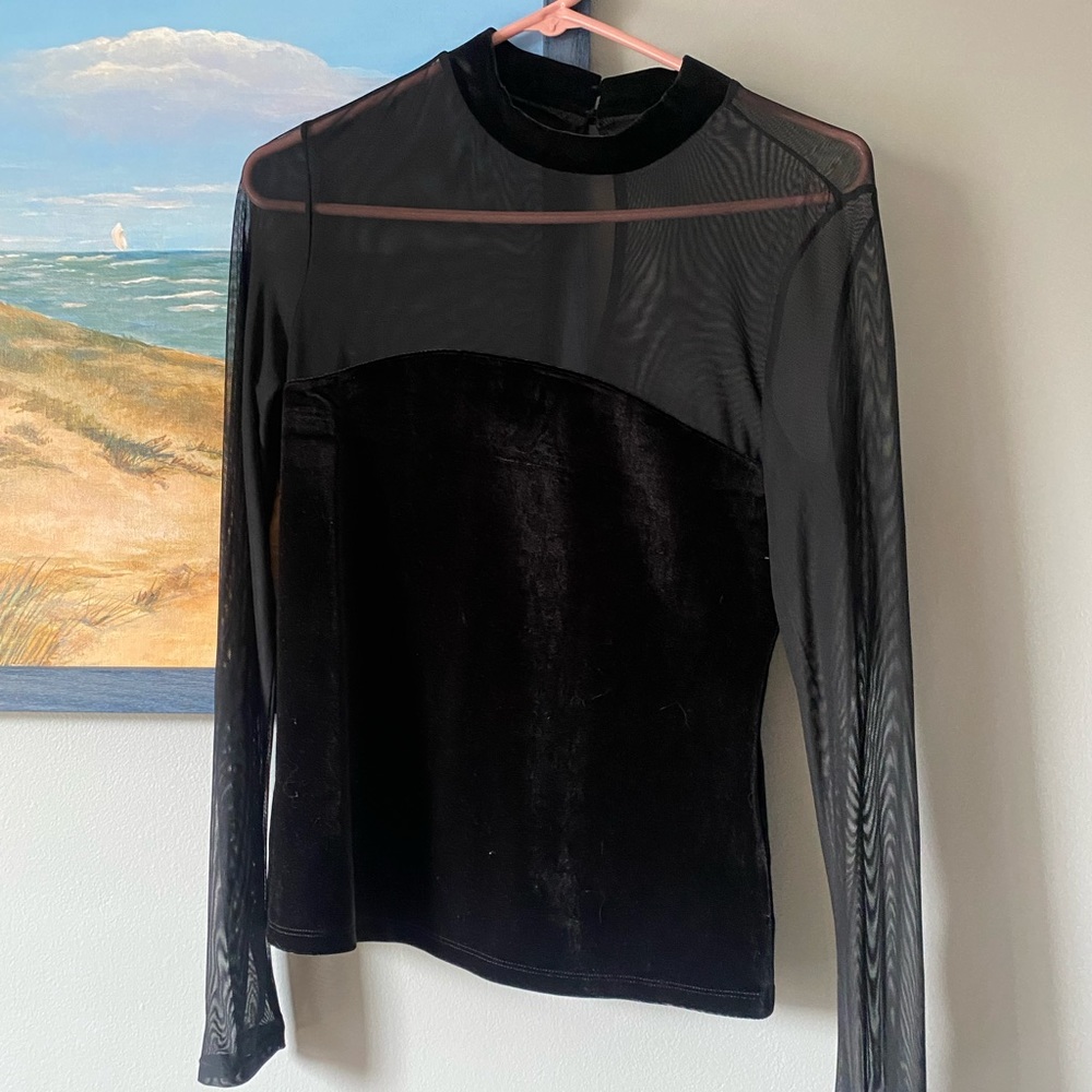 Black mesh top